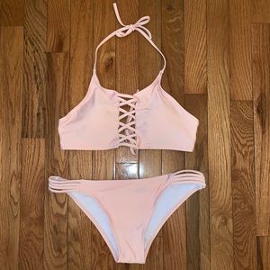 Cute Halter Top Pink Bikini